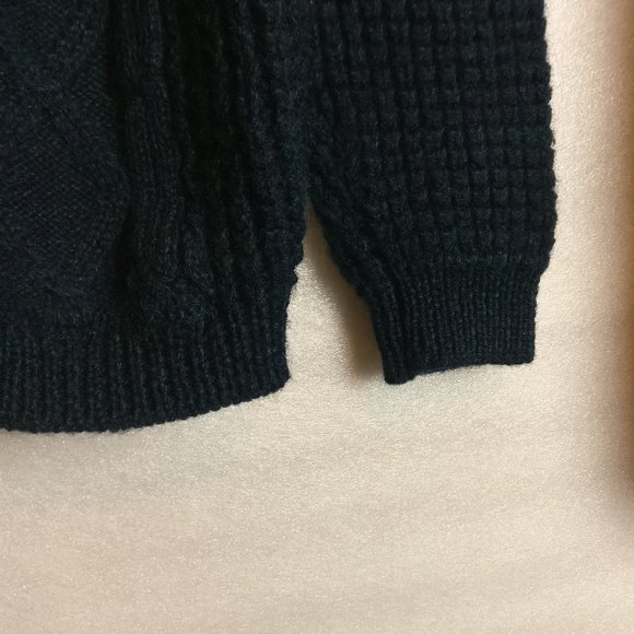 Handloomed in Ireland 100% Wool Chunky Coastal Cardigan Vintage Donegal GREEN - Picture 10 of 11